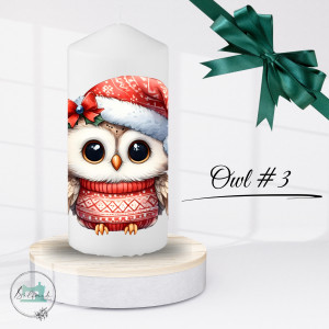 Stumpenkerze, Christmas-Owl #3