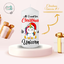 Stumpenkerze, Christmas-Unicorn #1