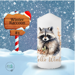 Stumpenkerze, Winter-Raccoon #1